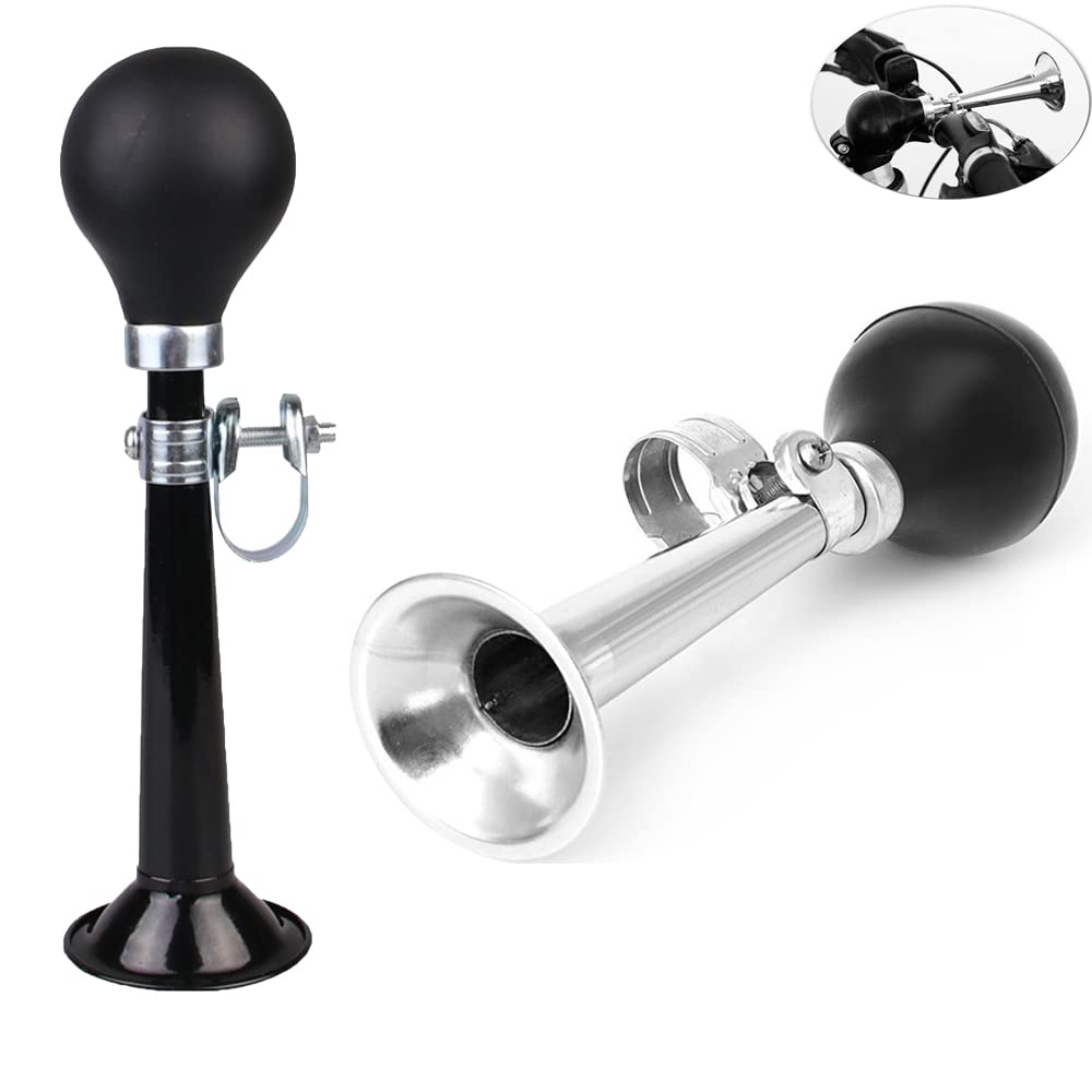 YehVeh 2 Pack Bugle Horn Bike Bell Metal Classic Bicycle Bell Bike Horn Clown Horn Handlebar Mount Rubber Squeeze Air Horns for Mountain Bike Cruiser Bike Toddler Tricycle Kids Bike Children's Bike