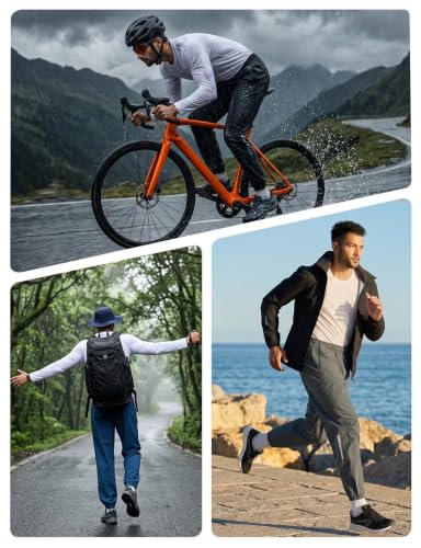 Men's Waterproof Cycling Pants - Breathable Bike Hiking Trousers, Large, Black