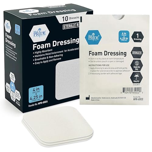 Sterile Waterproof Foam Wound Dressings 4x4 Inch Pack of 10