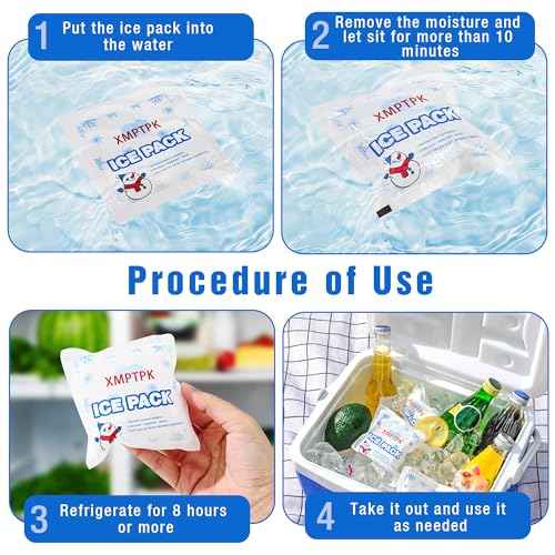 Ice Packs for Cooler, Lunch Boxes and Shipping, Slim Design Reusable Gel Freezer Packs for Frozen Food & Drinks, Camping, Picnic and Fishing
