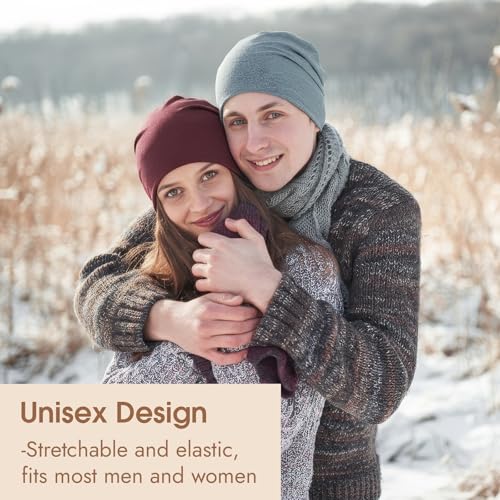 BEVTEE Cotton Slouchy Beanie for Men 4 Packs, Hip-Hop Soft Hats for Women, Skull Caps Lightweight for Winter, Gift, Fashion
