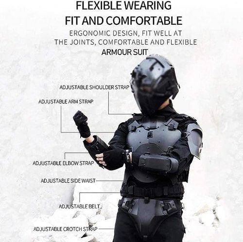 Zhongren Airsoft Vest Armor Cosplay Vests Adjustable Tactical Molle Chest Protector Set Paintball Combat Gear Costumes(Black)