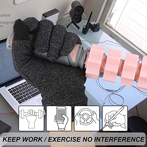 Happymart Full Finger Black Arthritis Compression Gloves for Pain Relief Large