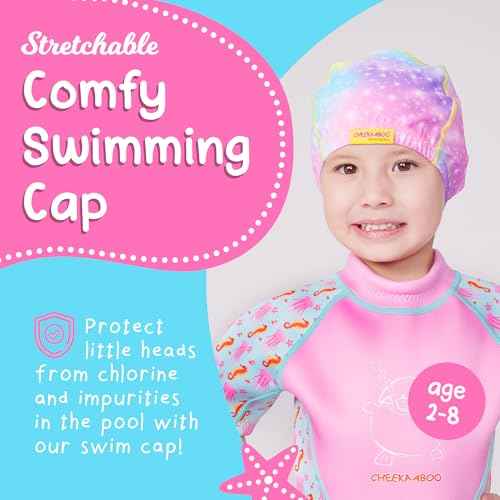 Kids Swim Cap | Soft Stretch Spandex Quick-Dry Fabric | Comfortable Toddler Swimming Cap for Boys & Girls 2-8 Years