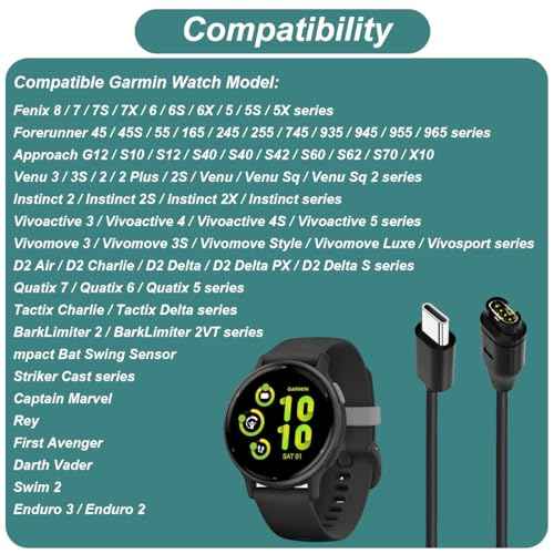 Kissmart Charger Cable for Garmin Watch