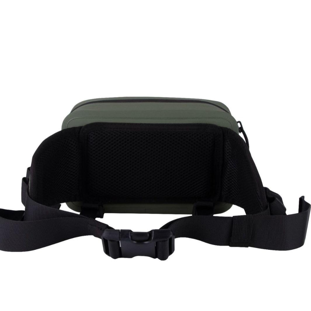 FANGBLUE 2.1L Waterproof Waist Bag - TPU Military Green Packet with Airtight Zipper Closure, Lightweight Sling Bag for River Fly Fishing