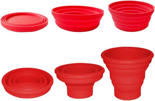 Ecoart Silicone Collapsible Bowl Cup Set with Spork for Outdoor Camping Hiking Travel - Set of 3