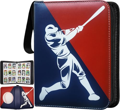 Baseball Card Binder 900 Pockets with 50 Sleeves - Red-Blue Variation