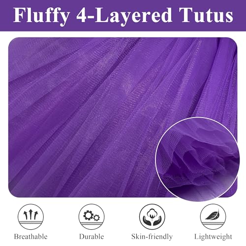 Purple 4-Layer Tulle Dance Tutu Skirt for Women & Teens - Fluffy Adult Costume