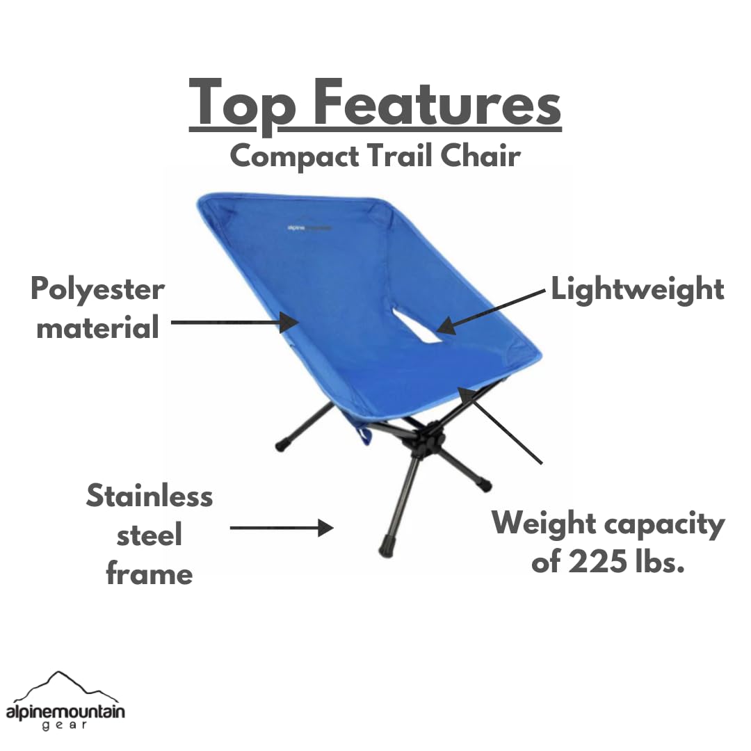 Alpine Mountain Gear Compact Trail Chair for - Portable Chair for Camping/Hiking/Backpacking by Caddis Sports