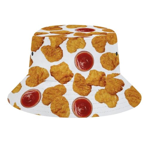 Mercuryelf Chicken Nuggets Bucket Hat Gifts for Men Women, Unisex Packable Sun Cap, Fashion Fisherman Hat Summer Outdoor