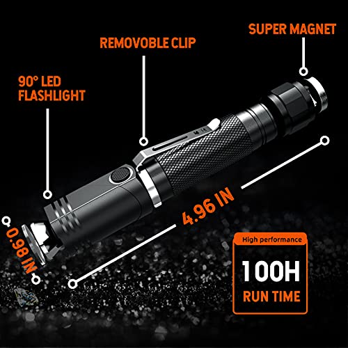 Rechargeable LED Flashlight 1000 Lumens, Magnetic, Waterproof 6 Modes