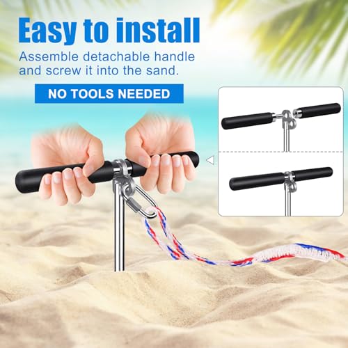 36-Inch Stainless Steel Boat Sand Anchor with 32ft Rope for Shallow Water and Beach Use