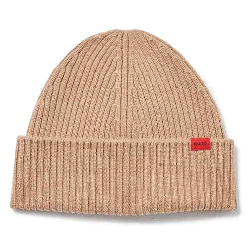 HUGO Men's Small Logo Ribbed Beanie