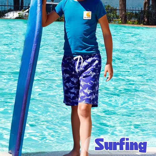 ZERULETS Toddler Boys Swim Trunks 12-14 Years Sky Blue Bathing Suit Shorts