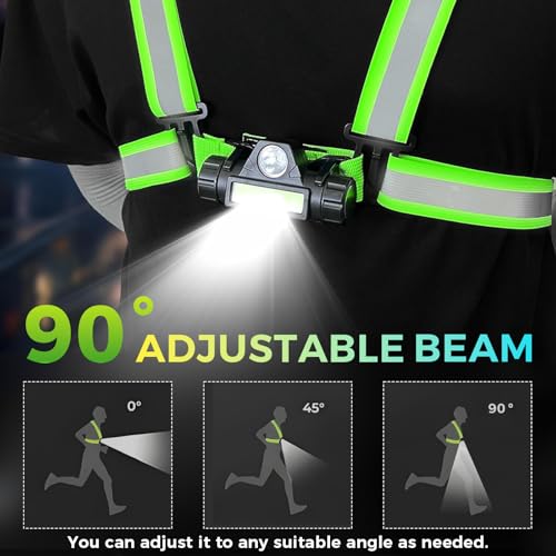 LED Reflective Sash Safety Gear, Running Lights for Runners at Night, High Visibility USB Rechargeable Light for Jogging Running Cycling Walking Motorcycle.