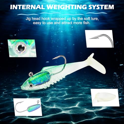Syosisny 3.15 6-Piece Soft Fishing Lure Set with Realistic Bionic Swimbaits - Bass & Trout