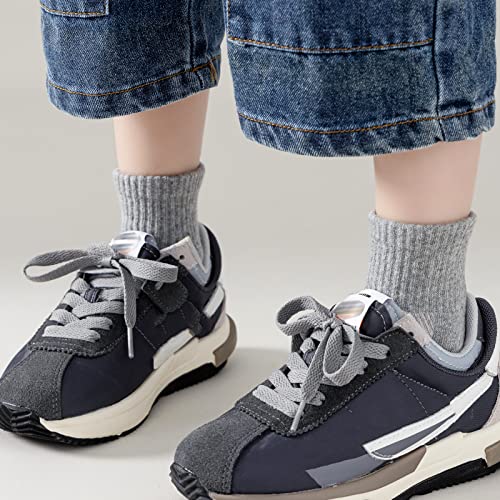 Kids Athletic Ankle Socks 6 Pairs - Breathable Cushioned Mesh Sports Socks, 7-10 Years, White