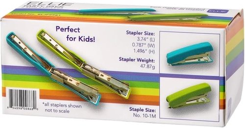 Ellie 2 Mini Stapler - Cute Desk Stapler, Standard Staples (Blue & Green) for Office & School Supplies