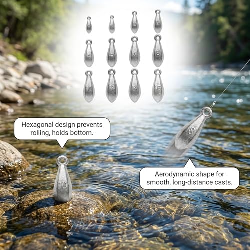 6 Ounce No-Roll Hexagonal Fishing Sinkers for Saltwater & Catfish - 8pcs