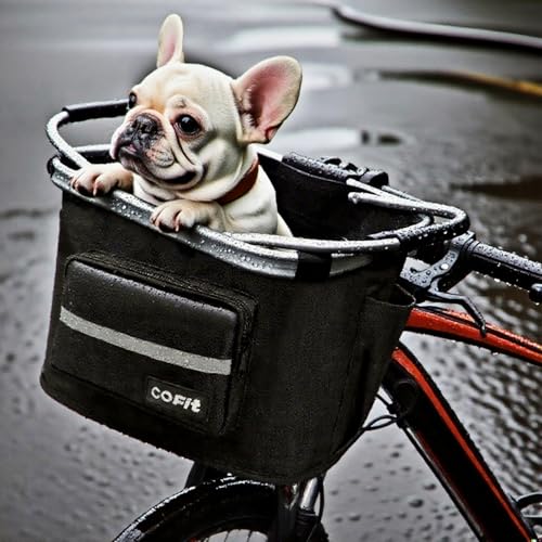 Detachable Bike Basket for Pets and Shopping - Black with Pocket