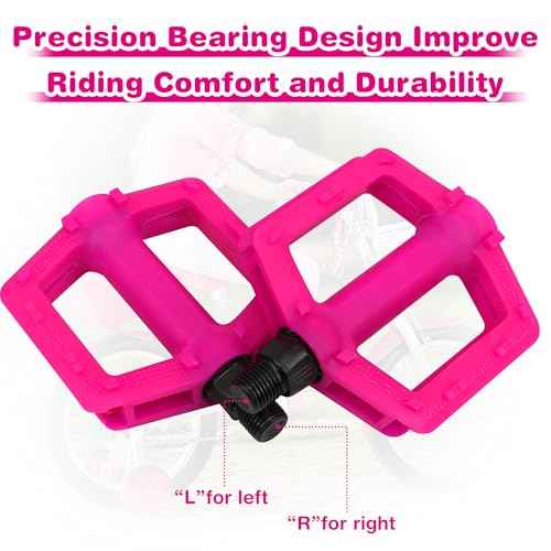 ZUKKA Bike Pedals 1/2-Inch Bike Pedals Non-Slip Kids Bike Peals with Reflective Strips on Sides Multiple Color for Mountain Bike Kid Bike Freestyle BMX Bike