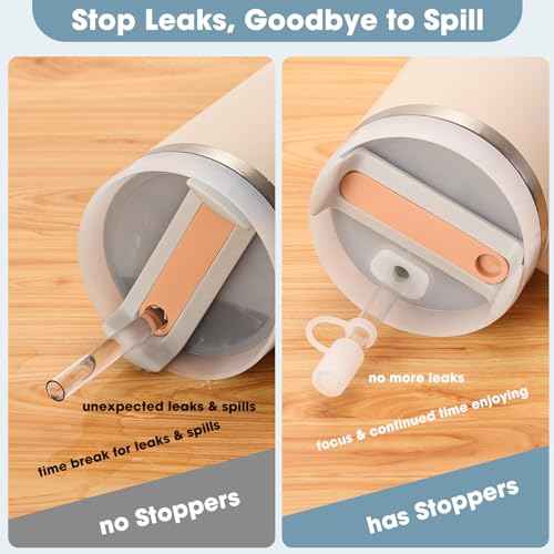 2 Set Spill Stopper for Stanley Cup 20 oz 30 oz 40 oz 64 oz, Leak Proof Accessory for Stanley Tumbler 2.0, Anti Leak Kit for Stanley Quencher (Clear, 2)