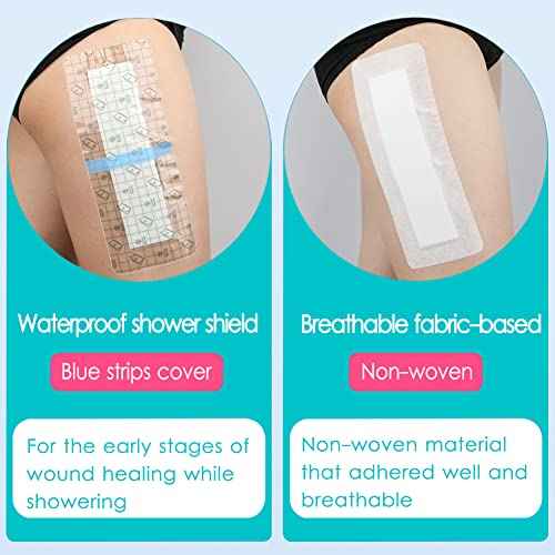 14 Pack 4"x10" Waterproof Adhesive Island Dressing for Knee Replacement Post-Surgery Recovery Bordered Gauze Bandages with Non-Stick Pad for Hip Surgical Incision Care Shower Protection