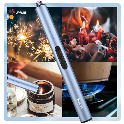 SUPRUS USB Rechargeable Flameless Windproof Lighter with Safety Lock 3 Pack - Blue