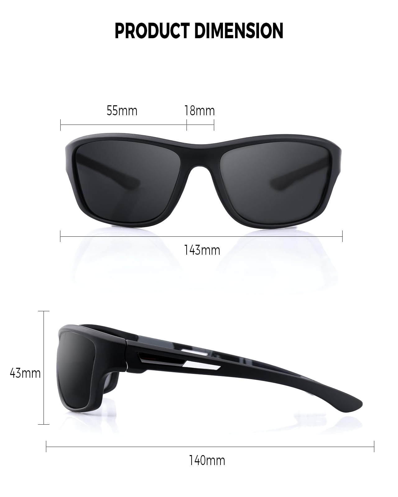 FIMOSON Polarized Sports Sunglasses for Men Women UV400 Protection Glasses Wrap Around Goggles for Driving Fishing Golfing