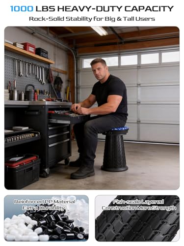 XXL Collapsible Stool with Cushion 21x13 Inches Portable Folding Seat for Adults 1000lbs - Variation of XXL Stool & Cushion & Bag