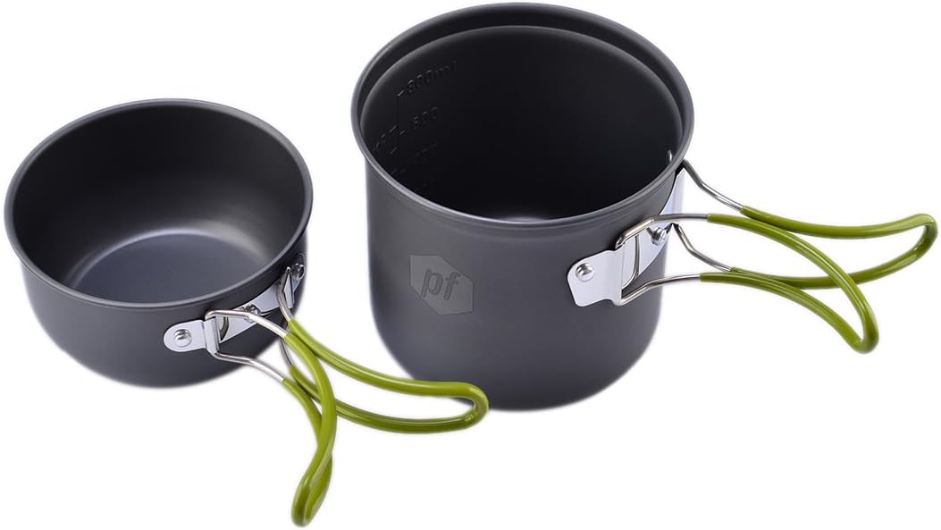 Petforu Canister Stove Set with Campfire Cookware Pots & Pans for Backpacking & Camping