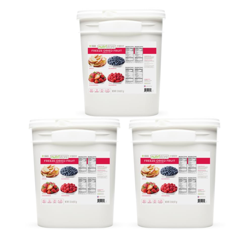 Nutristore Emergency Buckets | Premium Freeze-Dried Meats | 25-Year Shelf Life | Made in USA | Emergency Survival Food Supply | 60 Large Servings