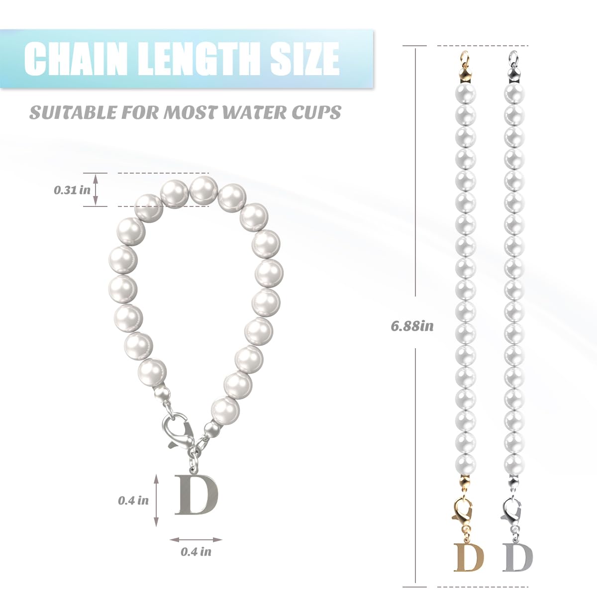 2PCS Stainless Steel Letter Charm Accessories for Stanley Cup, Initial Name ID Personalized Handle Charm for Stanley Tumbler,Yeti, Simple Modern Cups Handle(Letter D)