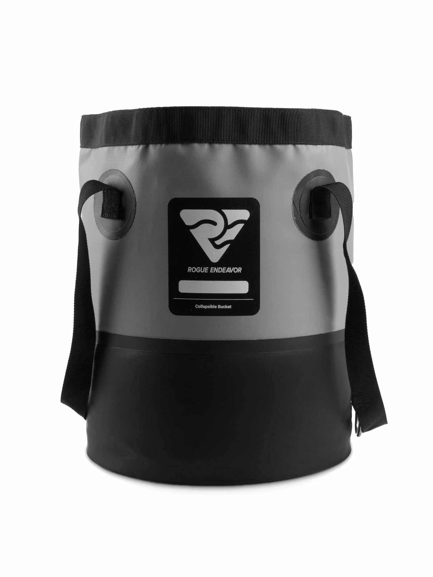 Rogue Endeavor Heavy Duty Collapsible Bucket 3 Gallon (15L), Mesh Bag, Beach and Salt Water Ready, Durable reinforced design with Metal Hardware (Black 3 Gallon (15L))