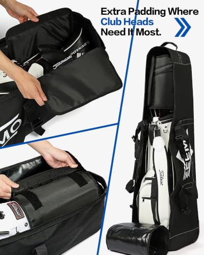 ZEEMO Full-Open Golf Travel Bag for Airlines, Wheeled Club Carrier Black & White
