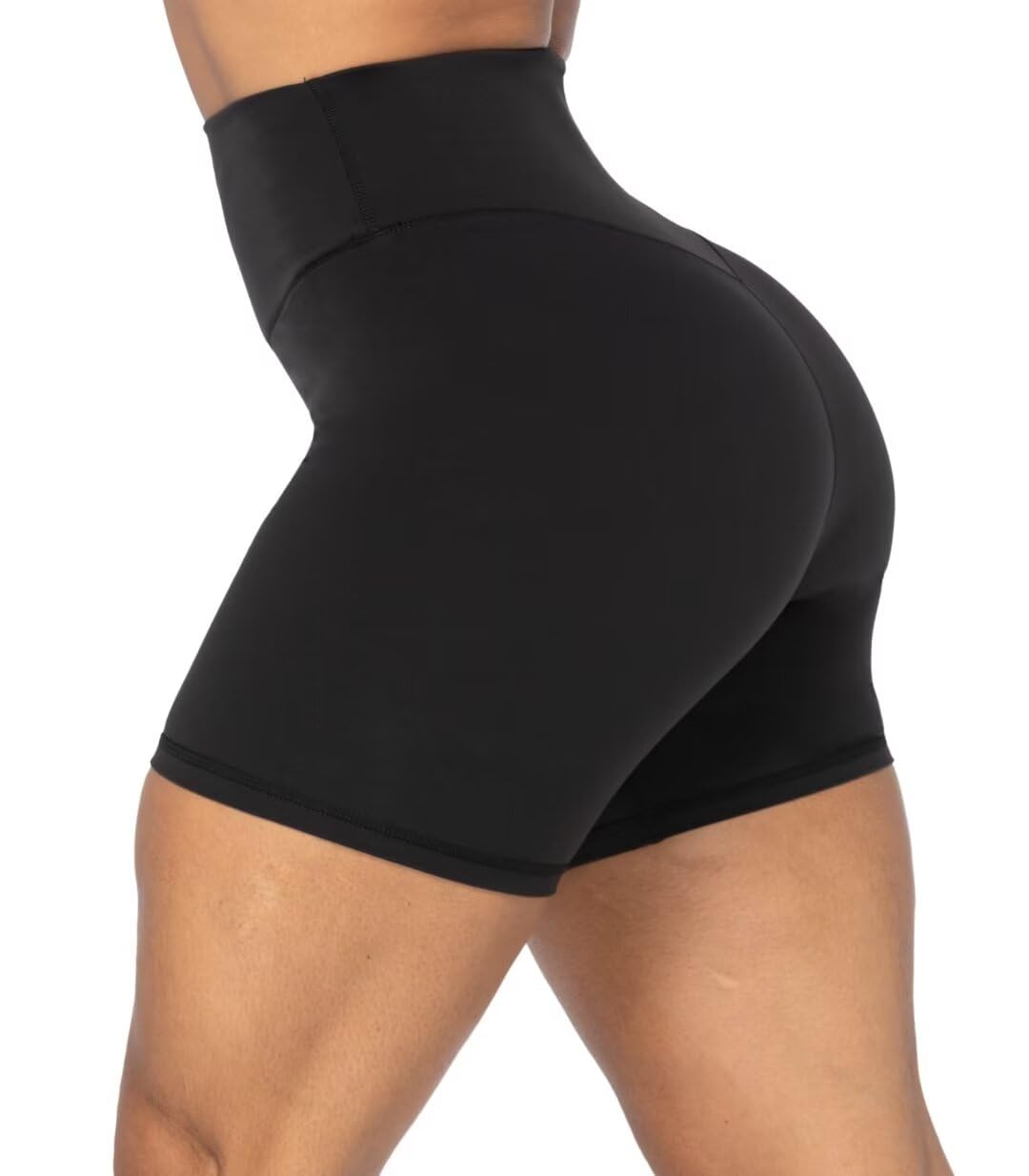 Sunzel Women's Biker Shorts in High Waist Tummy Control with No Front Seam 5" Black+Black (2 Pack) Large