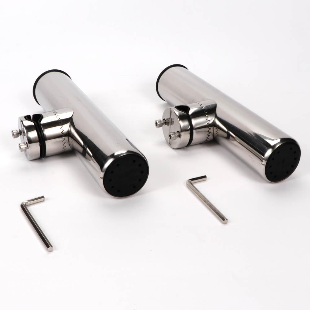 FUTURUP 2PCS Stainless Tournament Style Clamp on Fishing Rod Holder for Rails 7/8" to 1", Rail Mount Rod Holder