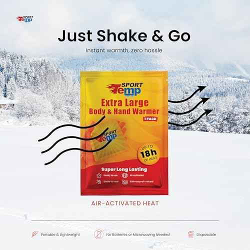Large Hand & Body Warmers - Up to 18 Hours of Heat, Super Long Lasting - Easy, All Natural - Air Activated, for Body, Hands & Toes - Odorless Hot Hand Warmer - Sport Temp