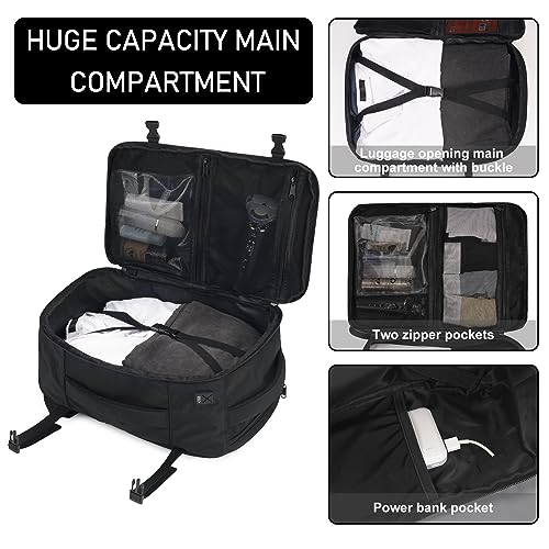 ECOHUB Travel Backpack 18x14x8 Spirit Airlines Personal Item Bag Carry On Backpack 13 Pockets Work Casual Daypack for Men Women Airline Approved Water Resistant Gym Backpack with Charging Port, Black