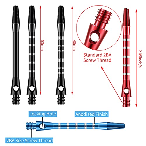 Dart Shafts 50mm 53mm Aluminium Alloy with Rubber Rings Classic Style Multicolor 30 Pcs