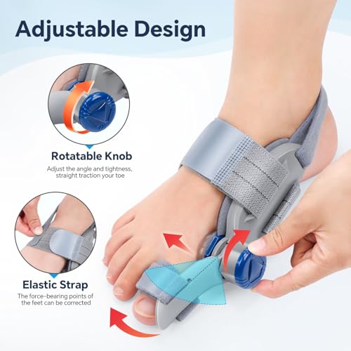 Bunion Corrector for Women & Men ? Single Toe Straightener with Adjustable Alignment Knob & Silicone Pad, Day & Night Use, Fits Left or Right Foot