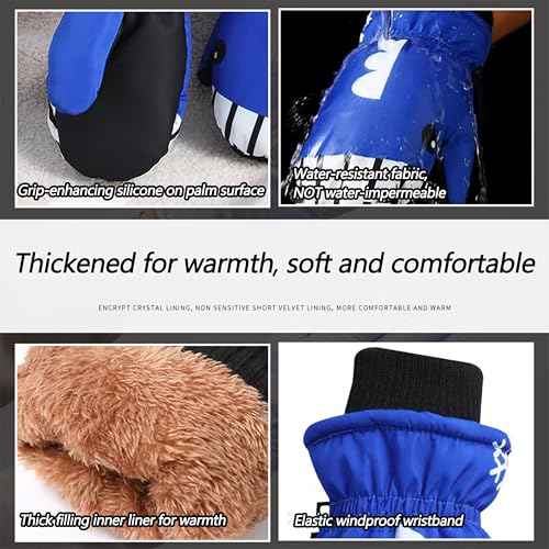 Kids Winter Warm Ski Gloves - Outdoor Mittens for Girls Boys 4-8 Years