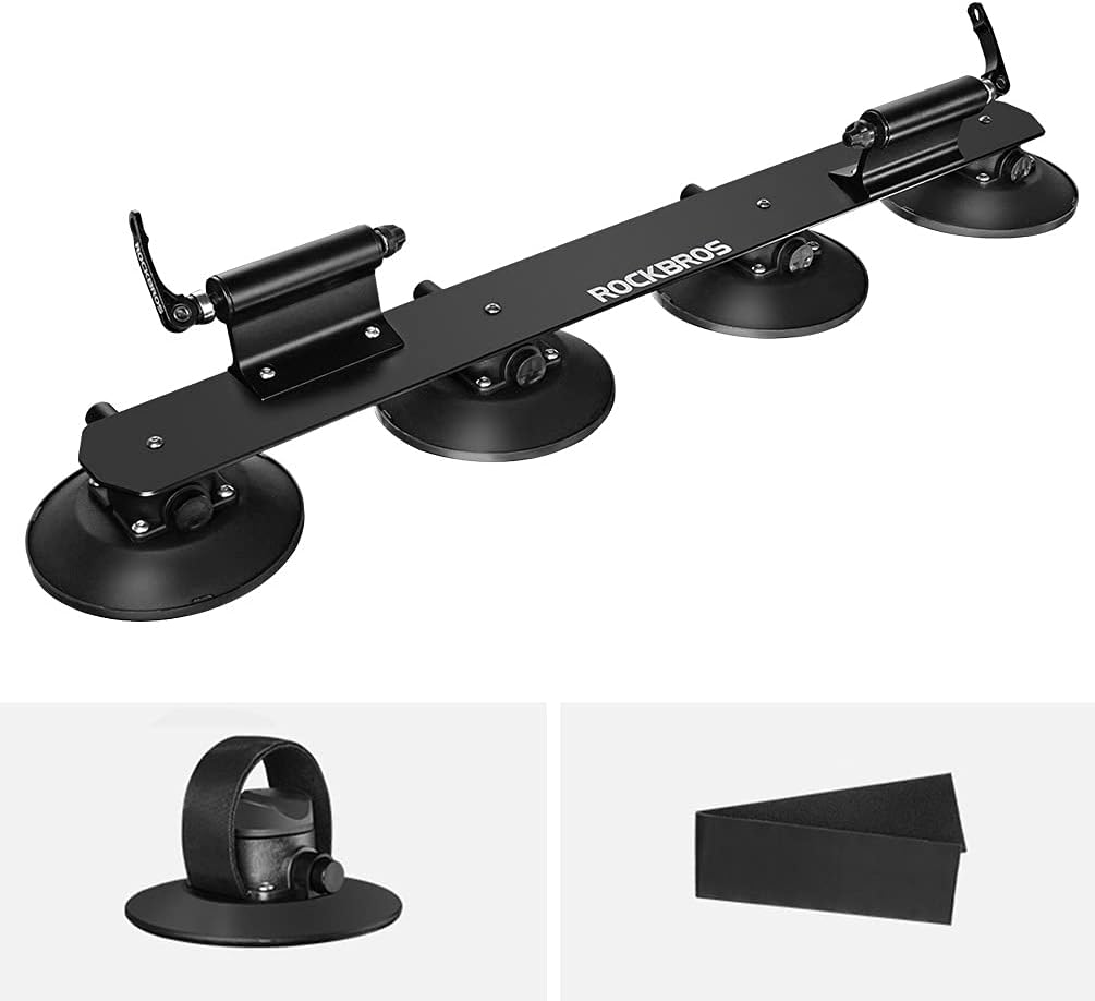ROCKBROS Suction Cup Bike Rack for Car Roof Top Sucker Bike Rack Quick Release Aluminium Alloy Bike Carrier with Sucker for 1 Bike