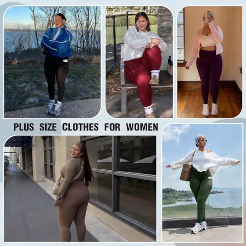 Plus Size Leggings for Women with Pockets Full Length Black XL-5XL Yoga Pants