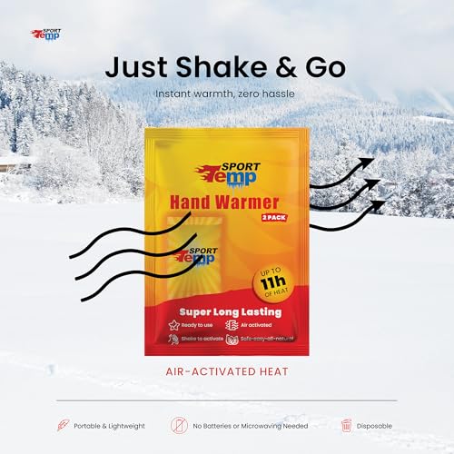 Hand Warmers - Up to 11 Hours of Heat, Super Long Lasting - Easy, All Natural - Air Activated, for Body, Hands & Toes - Odorless Hot Hand Warmer - Sport Temp