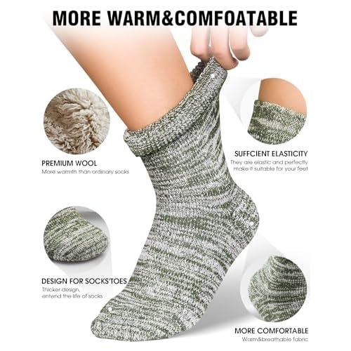 Yeblues 5 Pairs Thick Wool Socks Mens, Warm Winter Fuzzy Socks,Soft Hiking Socks Men Moisture Wicking Boot