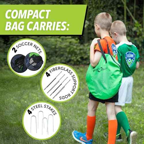 Sport Squad Portable Soccer Goal Net Set - Pop Up Training Soccer Goals for Backyard - Indoor or Outdoor Versions - Easy Assembly - Great for Kids and Adults