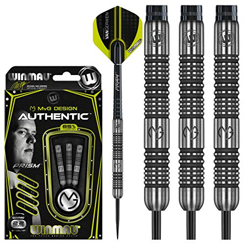 Winmau Michael Van Gerwen MvG Authentic 85% Tungsten Darts Set with Prism Flights and Shafts (Stems)