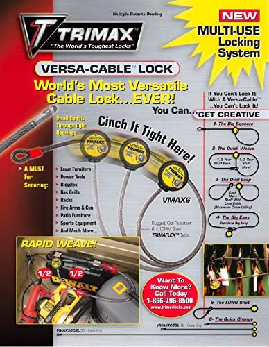 Trimax VMAX12CBL Trimflex Replacement Cable for Versa Cable (12 ft Long x 10mm) Cable only